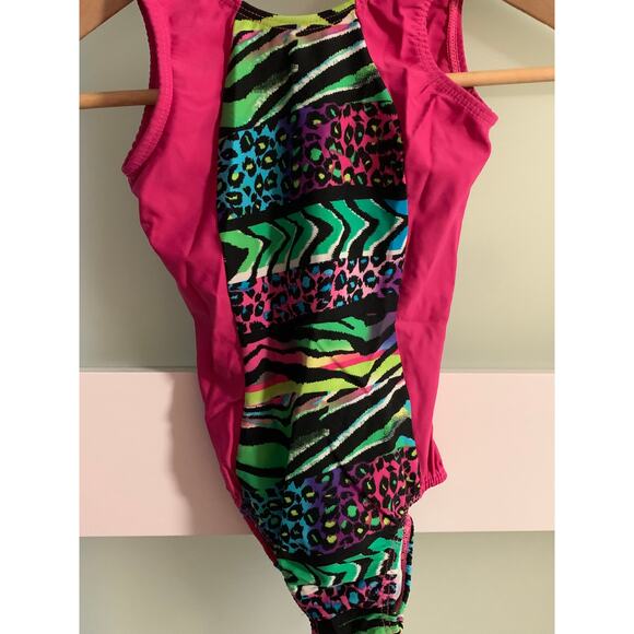 Look-it Activewear Leopard Neon Dance Suit Gymnastic Leotard Sport Pink Size M - Picture 5 of 6